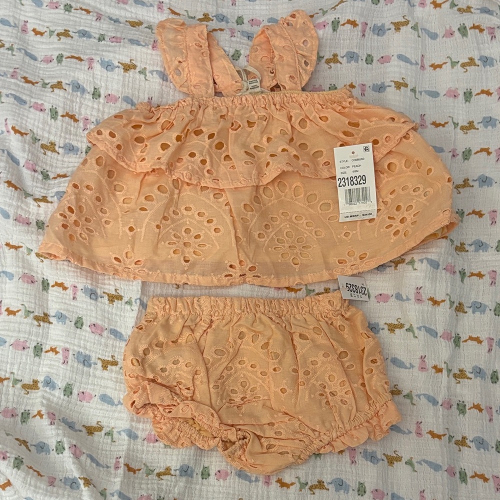33. Jessica Simpson Peach Eyelet Set